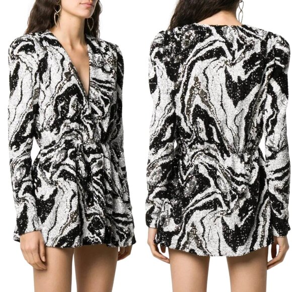 NWT AMEN Black Sequin Mini Dress Sz 40 Italy/US 4 Designer ($1500) Party NYE - Picture 4 of 8